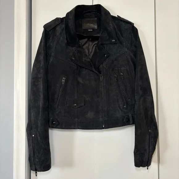 Blank NYC Women’s Suede Moto Jacket Asymmetrical Zip Soft Black Onyx Size L - Picture 2 of 14